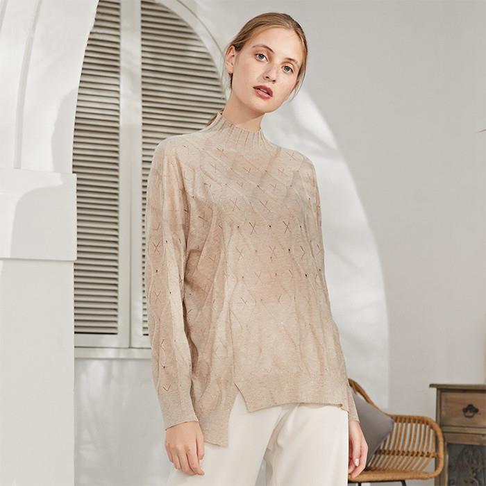 front of high neck knit sweater